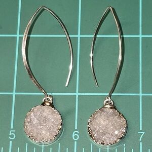 quartz Druzy Sterling Silver Dangel Drop Earrings Quality Earrings